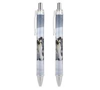 FodPand Emperor Penguin Huddle Ballpoint Pens Fine Point Smooth Writing Pen Retractable Ball Point Pens 0.5mm Black Ink Pen Office Supplies Gifts for Men Women 2 PCS