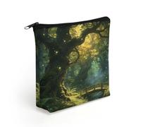 FodPand Enchanted Forest Makeup Bag with Sturdy Zipper，Linen Material Storage Bag,Large Capacity And Multi-Purpose Cosmetic Bag for Daily Life, Travel, Outings, Business Trips And Other Occasions