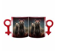 FodPand Encounter Animal Bear Coffee Mug Color Changing with Handle, Tea Cup Gift for Men Women, Ceramic Mug His And Hers for Latte, Hot Tea, Cappuccino, Mocha, Cocoa