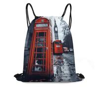 FodPand England UK Retro London Telephone Drawstring Backpack Gym Trip Cinch Sack for Unisex Waterproof Shoe Bags for Travel Honeycomb Fabric Drawstring Bag 16x 20 Inch for Swimming Beach
