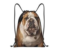 FodPand English-Bulldog Drawstring Backpack Sports Gym Sackpack Waterproof Swim Bag Men Women Draw String Bag, Black, S