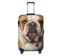 FodPand English-Bulldog Luggage Covers for Suitcase Tsa Approved, Stretchable & Washable Travel Suitcase Cover Protector Anti-Scratch Baggage Cover Trolley Case Sleeve Fit 18-32 Inch Luggage, Black, L