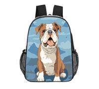 FodPand English Bulldog Seamless Illustration 17 Inch Clear Backpack Large Heavy Duty, Clear Bag for Stadium Events, See Through Backpack Transparent PVC Or Work, Sporting Events And Gym