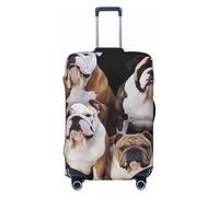 FodPand English Bulldogs Travel Luggage Cover Elastic Suitcase Cover Protector Anti-Scratch Luggage Protector Universal Washable Travel Sleeve Baggage Case Fits 18-32 Inch Suitcase, Black, S