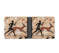 FodPand Ethnic Tribe Wallet for Men Leather Bifold Wallet Front Pocket Wallets Card Holder Wallets Money Clip