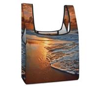FodPand Evening Beach Sea Water Reusable Grocery Bags Tote Bags