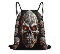 FodPand Evil Skull Drawstring Backpack Gym Trip Cinch Sack for Unisex Waterproof Shoe Bags for Travel Honeycomb Fabric Drawstring Bag 16x 20 Inch for Swimming Beach