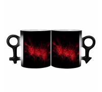 FodPand Explosion Burst Red Black Coffee Mug Color Changing with Handle, Tea Cup Gift for Men Women, Ceramic Mug His And Hers for Latte, Hot Tea, Cappuccino, Mocha, Cocoa