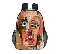 FodPand Face with Eyes 17 Inch Clear Backpack Large Heavy Duty, Clear Bag for Stadium Events, See Through Backpack Transparent PVC Or Work, Sporting Events And Gym