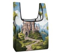 FodPand Fairy Tale Castle Reusable Grocery Bags Tote Bags