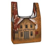 FodPand Fall Country Barn Reusable Grocery Bags Tote Bags