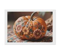 FodPand Fall Pumpkin Ethic Boho Floral Diamond Painting Kit for Adults 5D DIY Diamond Art with Sparkling Gems Round Drill Complete Set Paintings for Beginners Unique Wall Decor Gift 8"x12"