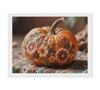 FodPand Fall Pumpkin Ethic Boho Floral Diamond Painting Kit for Adults 5D DIY Diamond Art with Sparkling Gems Round Drill Complete Set Paintings for Beginners Unique Wall Decor Gift 12"x16"