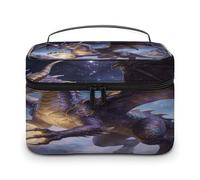 FodPand Fantasy Dragon Makeup Bag with Makeup Brush Compartment Cosmetic Bag with Handle And Zipper Portable Organizer Bag for Daily, Camping, Traveling, Hotel
