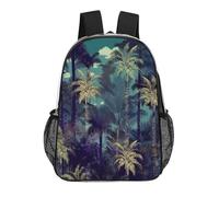 FodPand Fantasy Palm Tree Jungle 17 Inch Clear Backpack Large Heavy Duty, Clear Bag for Stadium Events, See Through Backpack Transparent PVC Or Work, Sporting Events And Gym