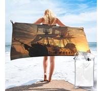 FodPand Fantasy Pirate Ship Microfiber Beach Towel, Highly Absorbent Quick Dry Travel Towel Lightweight Thin Sand Free Towels for Swimming Pool Camping Towels for Vacation Essentials Gift 27.5"x55"