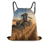 FodPand Farm Tractor Harvest Drawstring Backpack Gym Trip Cinch Sack for Unisex Waterproof Shoe Bags for Travel Honeycomb Fabric Drawstring Bag 16x 20 Inch for Swimming Beach