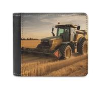 FodPand Farm Tractor Harvest Leather Wallets for Men Women Credit Card Holder Slim Billfold Wallet with 6 Card Slots