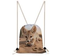 FodPand Fennec Fox Digging Drawstring Backpack Sports Gym Bag Drawstring Bags Foldable Backpacks for Women Men
