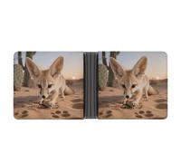 FodPand Fennec Fox Digging Wallet for Men Leather Bifold Wallet Front Pocket Wallets Card Holder Wallets Money Clip