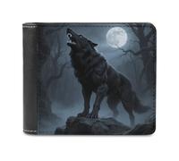 FodPand Ferocious Howling Wolf Wallet for Men Women, PU Leather Slim Card Holder with 8 Card Slots, Minimalist Bifold Wallet Front Pocket Wallets Stylish Purse for Travel Gift