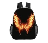 FodPand Fire Angle Wings 17 Inch Clear Backpack Large Heavy Duty, Clear Bag for Stadium Events, See Through Backpack Transparent PVC Or Work, Sporting Events And Gym