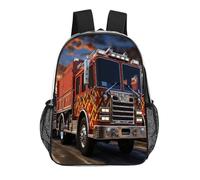 FodPand Fire Truck 17 Inch Clear Backpack Large Heavy Duty, Clear Bag for Stadium Events, See Through Backpack Transparent PVC Or Work, Sporting Events And Gym