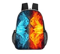 FodPand Fire Vs Ice Art 17 Inch Clear Backpack Large Heavy Duty, Clear Bag for Stadium Events, See Through Backpack Transparent PVC Or Work, Sporting Events And Gym