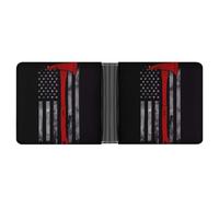 FodPand Firefighter Axe Red Line Flag Wallet Slim Minimalist Men Wallet Durable Portable Bifold Purse PU Passcase