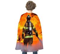 FodPand Firefighter Fireman Flame Halloween Cloak Reversible Renaissance Cape Medieval Costume for Cosplay Themed Party Dress Up