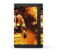 FodPand Firefighter Fireman Flame Wallet,Portable Three Folds Wallet Sturdy With Hanging Buckle Zipper Wallets for Man Woman