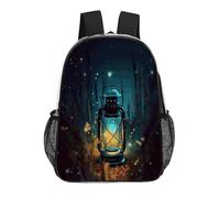 FodPand Fireflies And Lantern 17 Inch Clear Backpack Large Heavy Duty, Clear Bag for Stadium Events, See Through Backpack Transparent PVC Or Work, Sporting Events And Gym