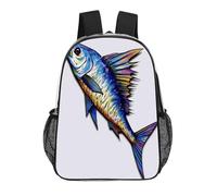 FodPand Fish Art 17 Inch Clear Backpack Large Heavy Duty, Clear Bag for Stadium Events, See Through Backpack Transparent PVC Or Work, Sporting Events And Gym