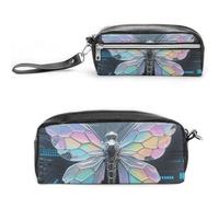 FodPand Fish Scale Butterfly Pencil Pouch Mini Makeup Bag with Handle - 7.8x3.9x2.1 Inches Durable Waterproof PU Leather, Large Capacity Portable Pencil Case for Office, Travel