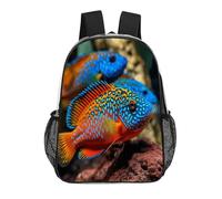 FodPand Fish Swimming in The Water 17 Inch Clear Backpack Large Heavy Duty, Clear Bag for Stadium Events, See Through Backpack Transparent PVC Or Work, Sporting Events And Gym