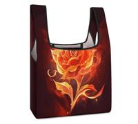 FodPand Flame Rose Reusable Grocery Bags Tote Bags