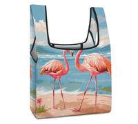 FodPand Flamingo Beach Reusable Grocery Bags Tote Bags