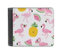 FodPand Flamingo Watermelon Pineapple Wallet for Men Women, PU Leather Slim Card Holder with 8 Card Slots, Minimalist Bifold Wallet Front Pocket Wallets Stylish Purse for Travel Gift