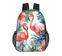 FodPand Flamingos Watercolor Tropics 17 Inch Clear Backpack Large Heavy Duty, Clear Bag for Stadium Events, See Through Backpack Transparent PVC Or Work, Sporting Events And Gym