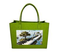 FodPand Floating Piano Isle Felt Tote Bag Reusable Large Handbag | Foldable Grocery Shopping Bag for Women Men, Daily Commute, Work,Travel, Lightweight, Christmas Gift Bags