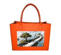 FodPand Floating Piano Isle Felt Tote Bag Reusable Large Handbag | Foldable Grocery Shopping Bag for Women Men, Daily Commute, Work,Travel, Lightweight, Christmas Gift Bags