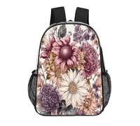 FodPand Floral Art Print 17 Inch Clear Backpack Large Heavy Duty, Clear Bag for Stadium Events, See Through Backpack Transparent PVC Or Work, Sporting Events And Gym