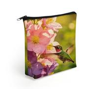 FodPand Flower Hummingbird Makeup Bag with Sturdy Zipper，Linen Material Storage Bag,Large Capacity And Multi-Purpose Cosmetic Bag for Daily Life, Travel, Outings, Business Trips And Other Occasions