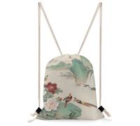 FodPand Flowers And Birds Drawstring Backpack Sports Gym Bag Drawstring Bags Foldable Backpacks for Women Men