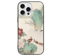 FodPand Flowers and Birds Phone Case for iPhone 16 Tempered Glass Hard Phone Protective Cover Anti-Scratch Shockproof Minimalist Aesthetic Case for Women & Men