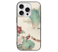 FodPand Flowers and Birds Phone Case for iPhone 16 Tempered Glass Hard Phone Protective Cover Anti-Scratch Shockproof Minimalist Aesthetic Case for Women & Men