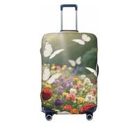 FodPand Flowers and butterflies Travel Luggage Cover Elastic Suitcase Cover Protector Anti-Scratch Luggage Protector Universal Washable Travel Sleeve Baggage Case Fits 18-32 Inch Suitcase, Black, L