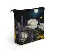 FodPand Flowers at Night Makeup Bag with Sturdy Zipper，Linen Material Storage Bag,Large Capacity And Multi-Purpose Cosmetic Bag for Daily Life, Travel, Outings, Business Trips And Other Occasions