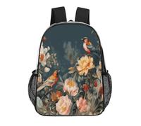 FodPand Flowers Birds 17 Inch Clear Backpack Large Heavy Duty, Clear Bag for Stadium Events, See Through Backpack Transparent PVC Or Work, Sporting Events And Gym