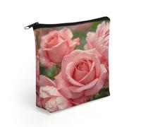 FodPand Flowers Pink Makeup Bag with Sturdy Zipper，Linen Material Storage Bag,Large Capacity And Multi-Purpose Cosmetic Bag for Daily Life, Travel, Outings, Business Trips And Other Occasions